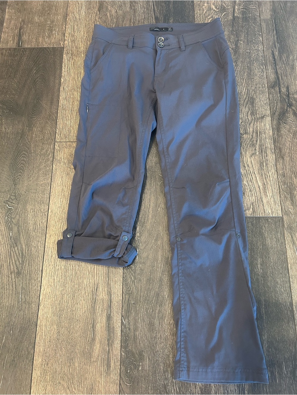 prAna Halle Pant Sz 4 Short Charcoal Hiking Pants Roll-Up - Picture 2 of 10